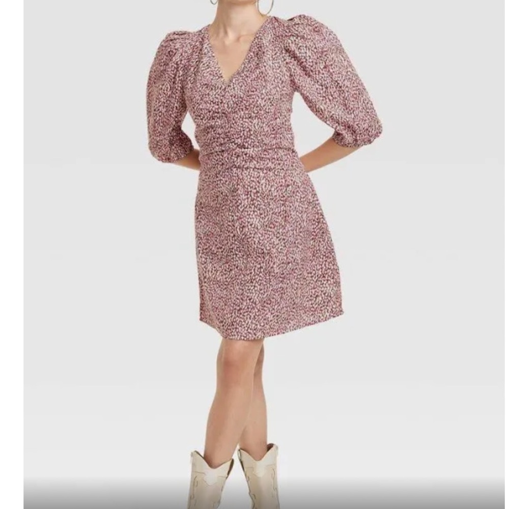 Target pink puff sleeve mini dress